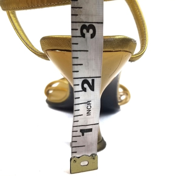 Bruno Magli Couture Gold Square Toe Kitten Heels 8 - Picture 7 of 7